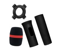 F Fityle Fundas de protección de micrófono con esponja de espuma, parabrisas y anillo antivuelco, cubierta de mango de micrófono para escenario, fiesta y, NEGRO