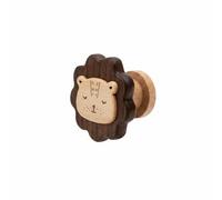 F Fityle Gancho de Pared Gancho Perchero Colgador Percha Organizador de Madera Estilo Nórdico Cálido en y Montaje Seguro con Tornillos Adecuado para Entrada Baño y Habitación Infantil, León