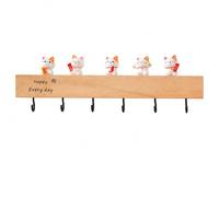 F Fityle Gancho para Llaves de Pared Organizador Soporte Colgador Combinado en Madera Metal Resina Fácil de Instalar Adecuado para Hogares Despachos Habitaciones, Madera con gatos (6 ganchos)