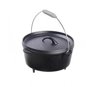 F Fityle Horno Holandés Olla Caldero Cazuela Recipiente de Hierro Fundido con Tapa Ajustada y Asa de Arco con Muelle Patas para Estabilidad Sobre Llama Acabado