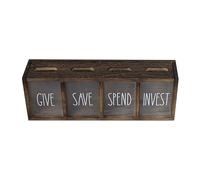 F Fityle Hucha para Dar, Ahorrar, E Invertir, Caja de Ahorro Visual para Dinero, Hucha de Pared para Dormitorio, Marrón Oscuro, Individual