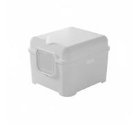 F Fityle Inodoro para Gatos de Plástico con Tapa Recipiente para Desechos Amplio Caja Sanitaria Contenedor Cerrado con Diseño Adecuado para Familias y Mascotas, Blanco Crema
