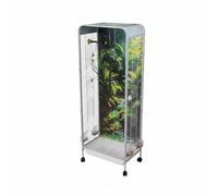 F Fityle Jaula para Pájaros Jaula Aviario Voladero con en Pet y Ruedas Prácticas Armazón de Metal y Motivo de Bosque Adecuada para Interiores Salas Hogares, Blanco, Básico