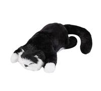F Fityle Juguete electrónico rodante para Gato, Peluche novedoso, Accesorio didáctico, Peluche tierno para Amigos a la Hora de Dormir, Regalo de cumpleaños, Negro