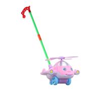F Fityle Juguete para Empujar y Caminar, avión de Dibujos Animados, Carrito, Juguete de Equilibrio, Desarrollo temprano para niños de 1 a 3 años, niños y niñas, Rosa