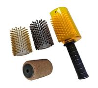F Fityle Kit de cepillos para Cera de esquí con Cubierta para Mango de Eje, para Mantenimiento de Snowboard, Limpieza, Nailon, latón, Crin de Caballo, Corcho,