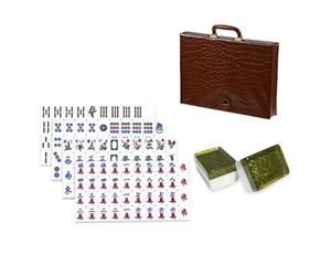 F Fityle Mahjong Acrílico Set de Fichas Juego de Mesa Transparente Grabado Claro Material Acrílico Exclusivo Adecuado para Reuniones Familiares Celebraciones Entretenimiento en Casa, Negro+Oro