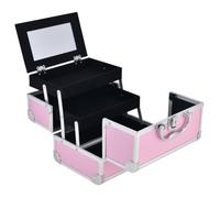 F Fityle Maletín de Maquillaje Profesional Organizador Estuche Caja Neceser con Asa Metálica y Cierre Frontal Bandejas Múltiples para Brochas y Paletas Cuerpo, Style to 6, Array, Rosa