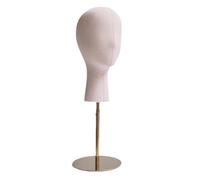 F Fityle Mannequin Cabeza para Pelucas Soporte Exhibición Sombreros Porta Pelucas Diseño Compacto Material Resistente Adecuado para Personal Profesional Tienda, Base dorada