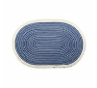 F Fityle Mantel Individual Trenzado Salvamanteles Ovalado Textil Poliéster con Franja Decorativa Aislante para Mesa Hogar Comedor, Azul