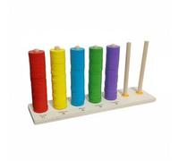 F Fityle Marco de Infantil Juguete de Visual Apilador de Discos Tabla de Colores Piezas de Madera Estimula Coordinación y Reconocimiento Numérico Adecuado para Preescolar Enseñanza en Pedagógico