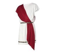 F Fityle Men Performance Costume Traje Romano Disfraz con Silueta Fluida Ribetes Dorados y Cinturón Decorativo en Poliéster Adecuado para Festivales Culturales, S, Adulto Corto