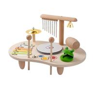 F Fityle Mesa de Percusión Infantil Tabla Musical Educativa Campana Platillo Tambor y Rieles de Madera para Juego Sensorial Adecuada para Jardín de Infancia Rincón Musical Casa Visita de Amigos