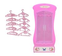 F Fityle Mini Armario Muebles de Miniatura Muebles Decorativos decoración de la decoración de la Ropa de muñeca gabinete de casa de muñecas para simulacros, Rosa con Perchas