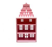 F Fityle Mini Estante de Exhibición Repisa Ornamento Escaparate con Frente Abierto y Silueta de Capilla para Escenas Miniatura Material PLA Sólido con Huecos, Rosa