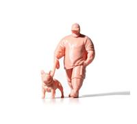 F Fityle Miniatura Figurine Hombre Paseando Perro Resina Escala 1/64 Modelo Diorama Coleccionismo Accesorio Escénico Postura, Hombre Paseando Perro - Modelo En Blanco para Pintar A Mano