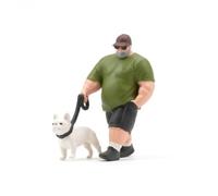 F Fityle Miniatura Figurine Hombre Paseando Perro Resina Escala 1/64 Modelo Diorama Coleccionismo Accesorio Escénico Postura, Hombre Paseando Perro - Modelo Terminado Pintado A Mano