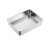 F Fityle Molde Rectangular de Acero Inoxidable Resistente Y para Lasaña, Ideal para Horno Tostador, Brownies, Tiramisú, Y Cazuelas, 28x22x6cm, tal como se describe