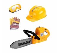 F Fityle Motosierra Eléctrica de Juguete, Juguete Educativo, Juguete de rol, Accesorio Preescolar con Gafas de, Guantes de Trabajo Y Gorro para Niños