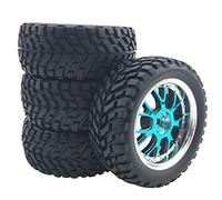 F Fityle Neumáticos para Wltoys 144001 124018 124019 para Tamiya 1/10 1/18 1/16 RC Off Road Hobby Toy Repuestos - Rueda Y Azul
