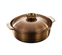 F Fityle Olla de Acero Inoxidable Olla Sopa Cazuela con Base de y Diseño para Uniforme Mantiene en y Adecuada Servicio de Restaurante Comidas Cotidianas, Bronce, 28 Cm