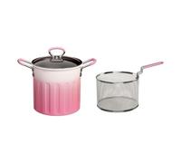 F Fityle Olla para freír profunda con cesta para freír, olla pequeña para guisar y freír papas fritas, cacerola pequeña para cocina de restaurante