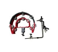 F Fityle Pandereta de doble soporte, platillo de mano, charles, pandereta, musical, pandereta para fiestas, conjunto, escenario de concierto, Rojo