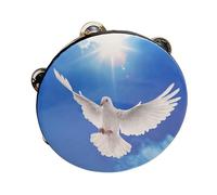 F Fityle Panderetas de mano, campanillas, juguetes de aprendizaje para niños, regalos, pandereta de doble fila de 10 pulgadas para juegos, oración, KTV para, Azul