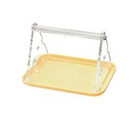 F Fityle Percha de Mesa para pájaros, Soporte de Entrenamiento con Barra de Metal Texturizado, Percha de Escritorio con Bandeja extraíble para pájaros pequeños, Amarillo