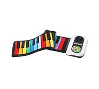 F Fityle Piano enrollable, teclado de Piano eléctrico, Piano de viaje, Piano enrollable portátil para regalos de viaje, enseñanza en el aula, sala de estar, 49 teclas de color