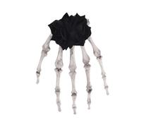 F Fityle Pinza para el pelo con forma de mano de esqueleto, pinzas decorativas de metal góticas, horquilla con forma de flor para las fiestas, Negro