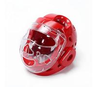 F Fityle Protector de Cabeza de Taekwondo Casco de Protección Facial Total Visera Clara Acolchado Amortiguador Orejeras Dobles Transpiración Eficiente Correa