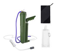 F Fityle Purificador de Agua Portátil Bomba Manual Filtro Depurador Strainer con Estuche de Transporte y Botella con Mosquetón Material Acero Inoxidable y