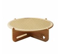 F Fityle Rascador para Gatos Base Estable Cama Elevada Hamaca Superficie Transpirable Marco de Madera y Ratán Adecuado para el y Entretenimiento en Casa, 50cm, Estera De Enfriamiento