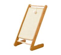 F Fityle Rascador para Gatos Tablero Rampa Cama Juguete con Marco Sólido y Sisal Tejido Resistente con Cuerda Colgante, L-MDF, Alfombrilla De Yute Blanca, 60cm De Alto