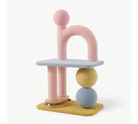 F Fityle Rascador para Gatos Torre Gimnasio Poste con Circuito Inferior y Bola Sisal y Acolchado Cómodo Adecuado para Gatos, Rosa, Azul, Amarillo, Macaron Rosa Doble Bola