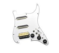 F Fityle Reemplazo de pastilla de guitarra Robusto Fácil instalación Cargado Precableado Pickup Pickguard Práctico Blanco Durable para piezas de guitarra, con enchufe