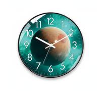 F Fityle Reloj de Pared de Reloj Redondo Reloj Silencioso Reloj Decorativo con Mecanismo sin y Números Adecuado para Dormitorio Cuarto Infantil Sala Oficina, 20CM, Planeta C+Marco Negro