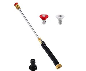 F Fityle Rociador de Doble Pulverizador Limpiador Lanza Adaptador de Conector Estándar Presión Concentrada Tubo de Aluminio 48 Cm Adecuado para Ventanas Escaleras y Limpieza de Esquinas, Negro