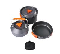 F Fityle Set de Cocina para Camping Compuesto por Olla Sartén Tetera Plegables de Aleación de Aluminio Ligero Y Portátil Adecuado para Mochileros Sender, Naranja