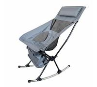 F Fityle Silla Mecedora Plegable Tumbona Reclinable Asiento Portátil Exterior con Estructura de Tubo de Hierro y Tela Oxford 600D con Bolsillo y Reposacabezas, Gris