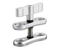 F Fityle Soporte de Cámara Abrazadera Mariposa con Doble Placa de Aleación de Aluminio y Conexión para Brazo de Bola Ajuste Manual y Compacto Adecuado para Fotografía, Plateado