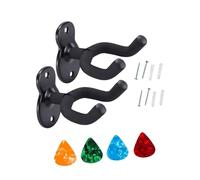 F Fityle Soporte de pared para guitarra y ukelele, de metal, fácil de instalar, para músicos, bajos y dormitorios, 2 Perchas