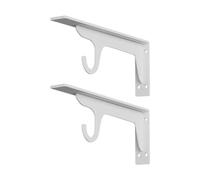 F Fityle Soporte para Barra de Armario, Soporte para Estante, de Esquina, de Pared para Percha, de Tablero de Madera para Barra de Ducha, balcón, Blanco