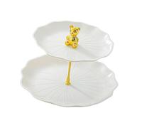 F Fityle Soporte para Cupcakes con Varilla Metálica, Expositor de Cupcakes, Elegantes Platos para Aperitivos de Frutas, Estante para Pasteles para Fiestas, Oso Blanco con Oro, Individual