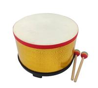 F Fityle Tambor de Percusión Infantil Tambor Manual Pandereta Bombo Tambores con Sonoridad Estable y Control del Compás Incluye Baquetas Adecuado para Clases, Dorado Láser
