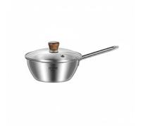 F Fityle Tazón de Acero Inoxidable Multiusos para Cocina Recipiente Medidor con Asa Prolongada Escala Interna Visible Base Asímetrica para Rápido Adecuado para Senderismo Hogar, Con Tapa