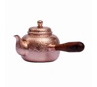 F Fityle Tetera de Cobre Puro Hervidor Artesanal Vasija Agua Textura Martilleada Mango Madera Sólido Adecuado para la Experiencia, Tetera De Cobre Martillado Con Mango De Madera