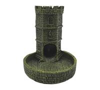 F Fityle Torre de Dados de Castillo con Bandeja, Accesorio para Guardar Juegos de Mesa, Bandeja de Dados de Resina Tallada a Mano para Regalo de cumpleaños, Amarillo Verde