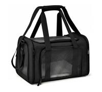 F Fityle Transportín Plegable para Mascotas Transportador Bolso Jaula Bolsa con Rejillas de Malla para Aire y Visión Oxford Robusto de Fácil Plegado Cojín de, Negro, L